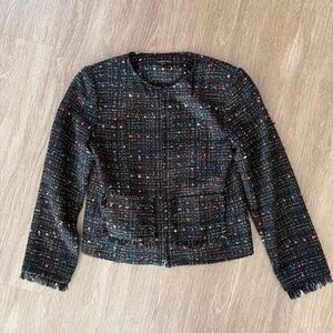 Cynthia Max black zip tweed jacket sz S